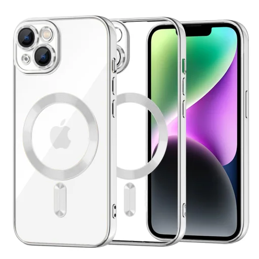 iPhone 14 - Techsuit - Luxus Kristály MagSafe - Ezüst tok - 1