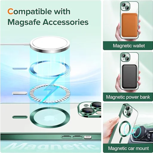 iPhone 14 Techsuit - Luxus Crystal MagSafe tok - Mélyzöld - 5