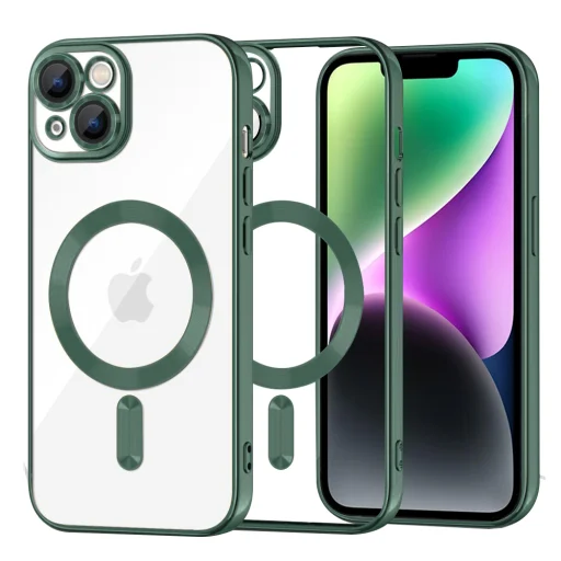 iPhone 14 Techsuit - Luxus Crystal MagSafe tok - Mélyzöld - 1
