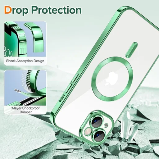 iPhone 14 Plus - Techsuit - Luxus Kristály MagSafe - Világoszöld tok - 3