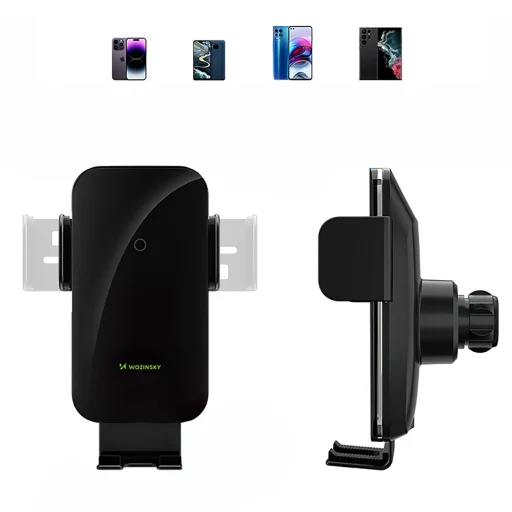 Wozinsky WEDZ-3Y8S autós telefontartó 15W-os vezeték nélküli töltővel, légkiömlőre rögzíthető - fekete tok qi - 5