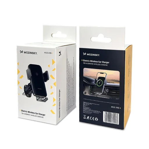 Wozinsky WEDZ-3Y8S autós telefontartó 15W-os vezeték nélküli töltővel, légkiömlőre rögzíthető - fekete tok qi - 6
