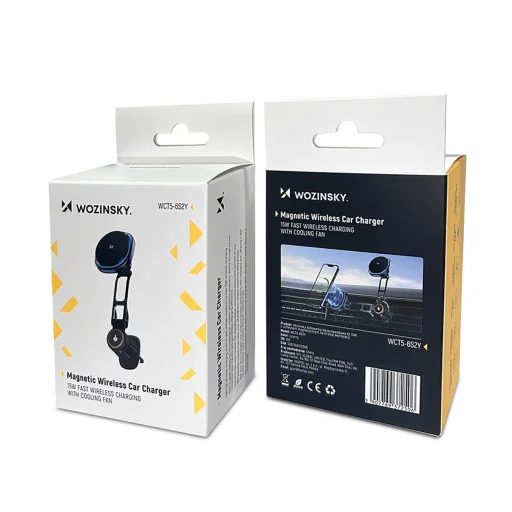 Wozinsky WCT5-6S2Y Car Holder with Qi/MagSafe 15W Inductive Charger for Air Vent - Black - 2