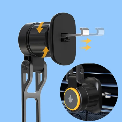 Wozinsky WCT5-6S2Y Car Holder with Qi/MagSafe 15W Inductive Charger for Air Vent - Black - 5