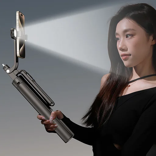 Selfie stick WH181D-Y1S 1.75m aluminum alloy telescopic tripod with dual lamp and phone holder - black - 15