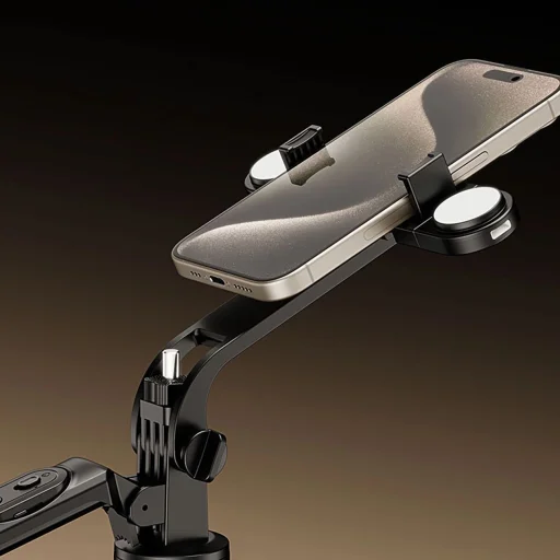 Selfie stick WH181D-Y1S 1.75m aluminum alloy telescopic tripod with dual lamp and phone holder - black - 10