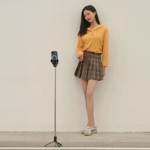 Selfie bot WHS1Y teleszkópos tripod 1m telefon tartóval - fekete - 13