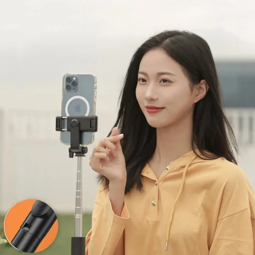 Selfie bot WHS1Y teleszkópos tripod 1m telefon tartóval - fekete - 14