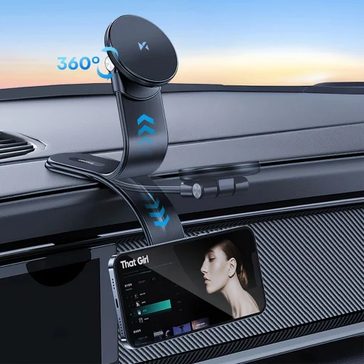 Wozinsky WCZ2Y2S mágneses autós tartó 15W MagSafe induktív töltővel autós műszerfalra - Fekete - 5