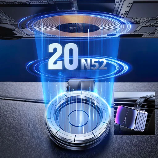 Wozinsky WCZ2Y2S mágneses autós tartó 15W MagSafe induktív töltővel autós műszerfalra - Fekete - 8