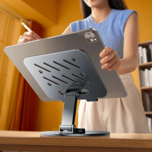 Wozinsky WRS-DSY84SS 360° Forgatható Aluminium Tablet Állvány - Szürke - 6