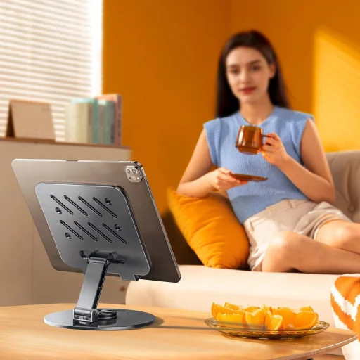 Wozinsky WRS-DSY84SS 360° Forgatható Aluminium Tablet Állvány - Szürke - 7