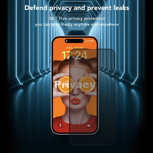  iPhone 16 Pro Max Fekete ANANK 2.5D 2X Adatvédelmi Képernyővédő üvegfólia - 3