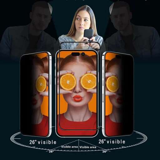 iPhone 15 Pro Fekete ANANK - 2.5D 2X Privacy Képernyővédő üvegfólia - 4