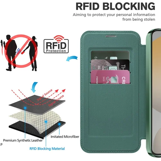  Techsuit - SmartMag könyvtok - Samsung Galaxy S23 - Zöld tok - 5