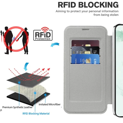 Techsuit - SmartMag könyv tok - Samsung Galaxy S22 Plus 5G - Szürke - 9