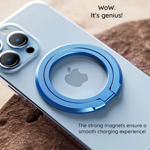 Techsuit - MagSafe telefontartó gyűrű (MPR3) - kerek alakú, alumínium ötvözet, 3M - kék. - 3