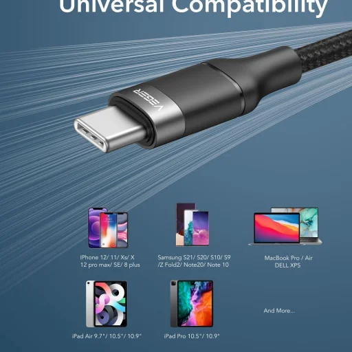 VEGER kábel Type C - Type C PD 5A 100W CC02 1,5 m fekete - 8