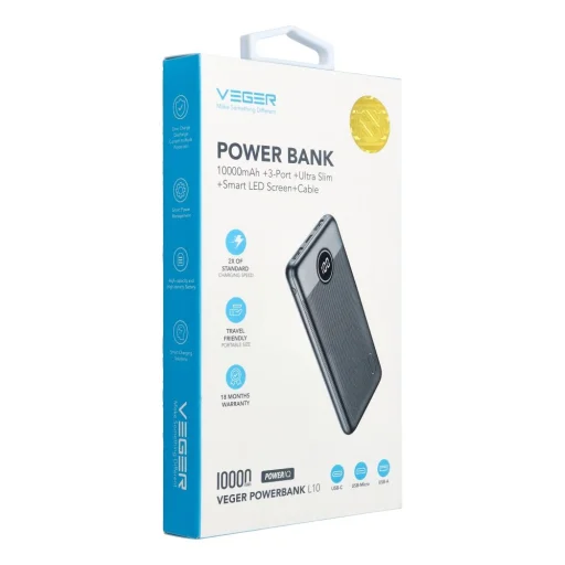 VEGER powerbank 10 000mAh L10 (W1105) fekete - 25