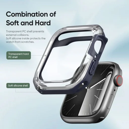  Apple Watch 10 46 mm-hez átlátszó középkék DUX DUCIS tok TAMO - 4