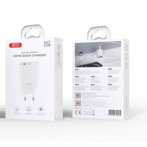 XO fali töltő CE29 PD 20W 1x USB-C 1x USB fehér - 6