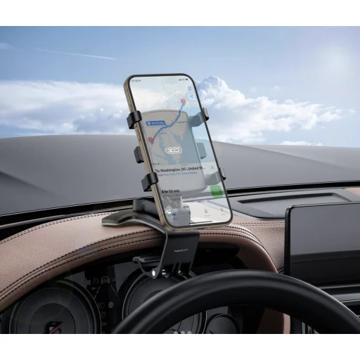 XO autós telefontartó C171 fekete műszerfalra ívre csíptethető - 3