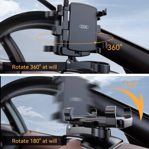 XO autós telefontartó C171 fekete műszerfalra ívre csíptethető - 8