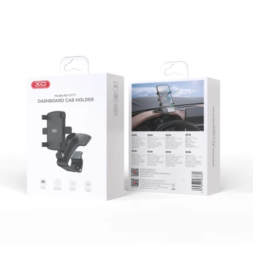 XO autós telefontartó C171 fekete műszerfalra ívre csíptethető - 9