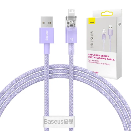 Baseus Lightning Explorer sorozatú gyorstöltő kábel USB-A, 1m, 2,4A (lila) - 1