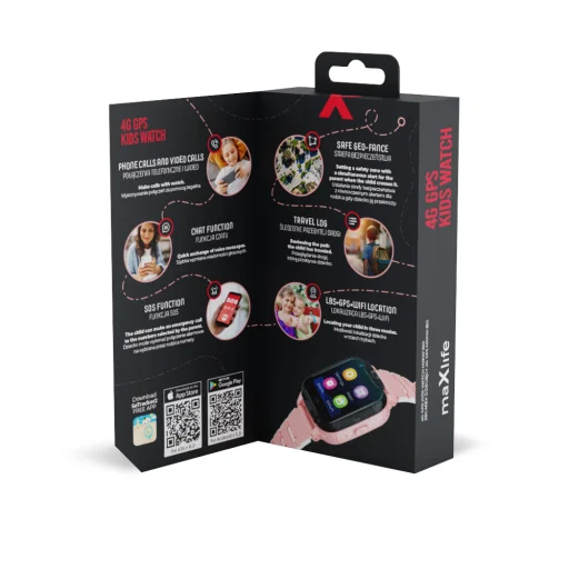 Maxlife okosóra 4G MXKW-350 rózsaszín GPS WiFi - 12