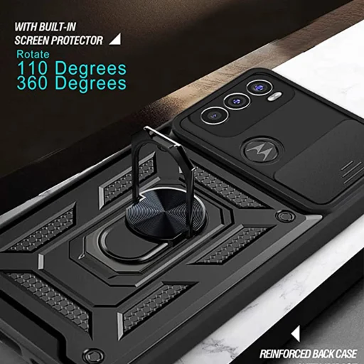 Motorola Moto E20 / E30 / E40 - CamShield sorozat - Techsuit - Fekete. tok - 3