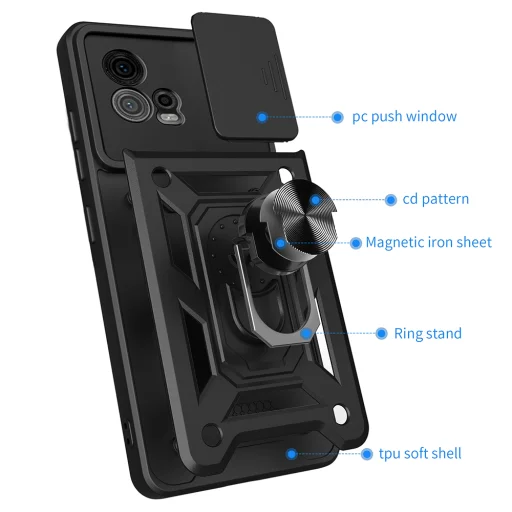 Techsuit CamShield sorozat - Motorola Moto G72 tok - Fekete - 5