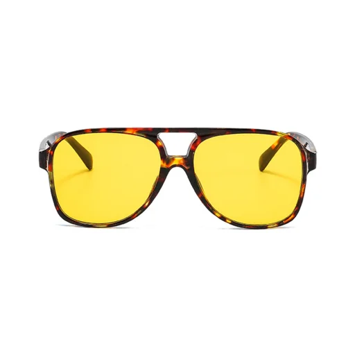 Napszemüveg - Techsuit (98061) - UV védelem, nőknek és férfiaknak - Leopárd / Sárga. - 2