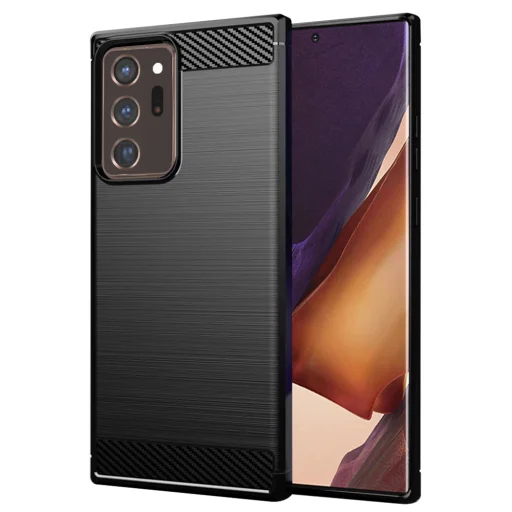 Samsung Galaxy Note 20 Ultra / Note 20 Ultra 5G - Techsuit - Karbonszálas Szilikon tok - Fekete. - 1