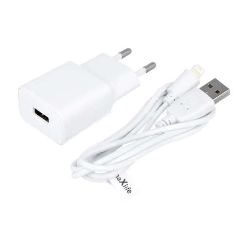 Maxlife MXTC-01 töltő 1x USB 2.1A fehér + Lightning kábel - 1