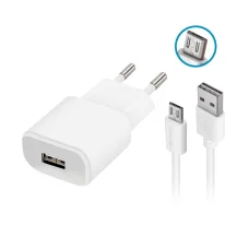 Forever TC-01 töltő 1x USB 2A fehér + microUSB kábel