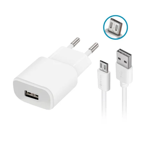 Forever TC-01 töltő 1x USB 2A fehér + microUSB kábel - 1