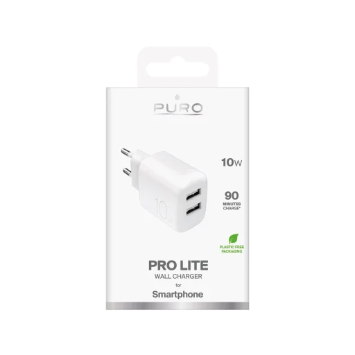 Puro PROLITE 10W 2x USB-A fali töltő adapter - Fehér - 2