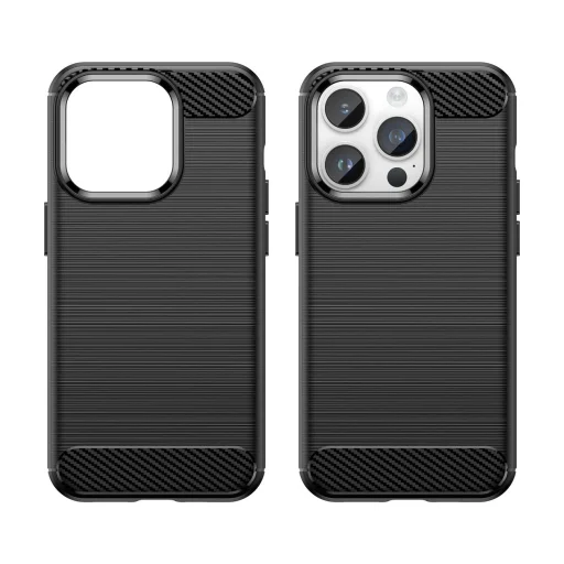 Carbon Case iPhone 14 Pro Max rugalmas gél hátlap fekete tok - 8