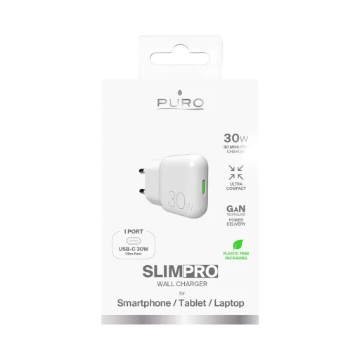 GaN Puro SLIMPRO 30W USB-C Wall Charger - White - 3