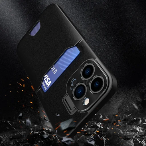 Bőrtok állvánnyal Samsung Galaxy S23 tok kártyatartós borító fekete - 7