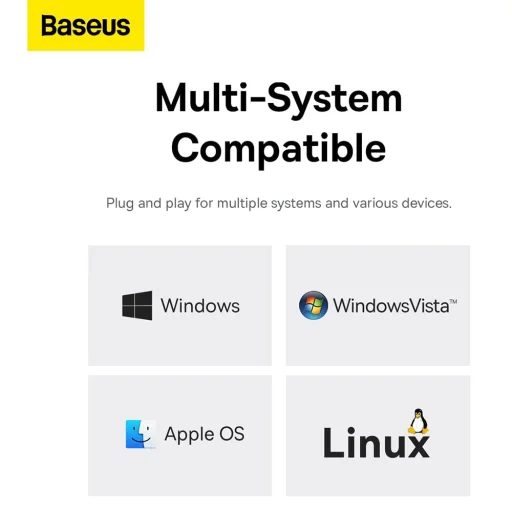  Baseus - Dokkolóállomás Lite Széria (B0005280A813-03) - Type-C 4x USB3.0-hoz, 5Gbps - Űrszürke - 7