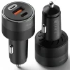  Ringke - Autós töltő - USB, 2x Type-C, PD30W, QC3.0, környezeti fénnyel - Fekete thumbnail