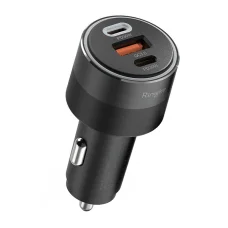  Ringke - Autós töltő - USB, 2x Type-C, PD30W, QC3.0, környezeti fénnyel - Fekete