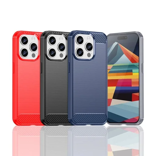 Rugalmas karbon mintázatú tok iPhone 15 Pro Carbon Case - fekete tok - 4