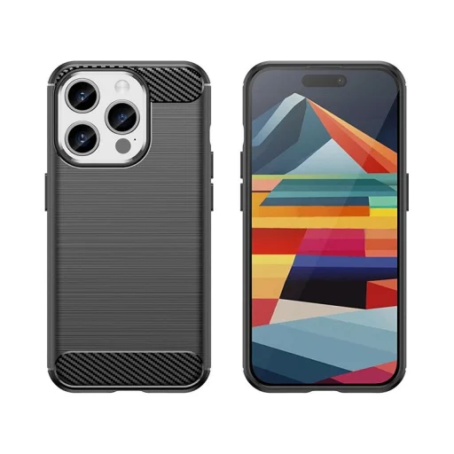 Rugalmas karbon mintázatú tok iPhone 15 Pro Carbon Case - fekete tok - 6
