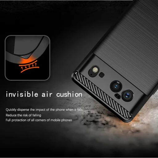 Google Pixel 6 Hátlap - Techsuit - Carbon Silicone - Fekete tok - 3
