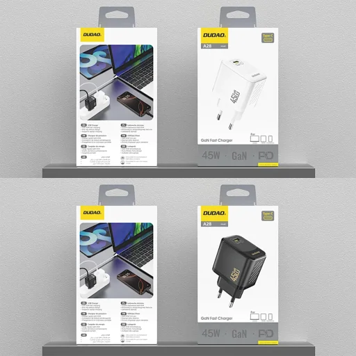 Dudao A28 45W GaN USB-C Hálózati Töltő - Fekete - 4