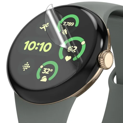  Ringke - Kétoldalas Könnyen Felhelyezhető Fólia (3 darabos csomag) - Google Pixel Watch 3 45mm - Átlátszó üvegfólia - 2