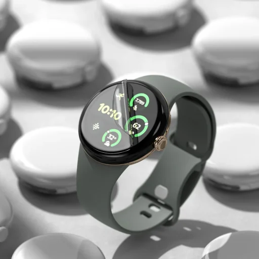  Ringke - Kétoldalas Könnyen Felhelyezhető Fólia (3 darabos csomag) - Google Pixel Watch 3 45mm - Átlátszó üvegfólia - 3